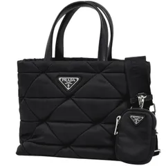 プラダ PRADA スモール パデッド リナイロン トートバッグ 2WAY ショルダーバッグ ロゴプレート トートバッグ ナイロン ネロ(ブラック) 1BG373 レディース 【中古】