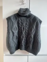 ウール グレー タートルネック ベスト