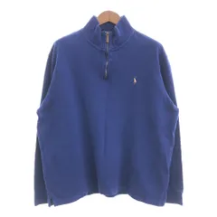 Polo by Ralph Lauren ポロ ラルフローレン ESTATE RIB ハーフジップ スウェット 大きいサイズ ネイビー (メンズ XXL TTG) 中古 古着 P5623