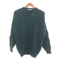 アイルランド製 aran crafts アランニット セーター グリーン (メンズ L) 中古 古着 P5905