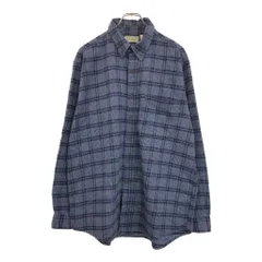 90年代 USA製 L.L.Bean エルエルビーン フランネルシャツ アウトドア チェック ブルー(メンズ LARGE REGULAR)中古 古着 V1597