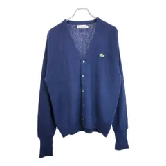 70年代 IZOD LACOSTE アイゾッド ラコステ アクリルニット カーディガン ヴィンテージ ネイビー(メンズ M相当)中古 古着 V5526
