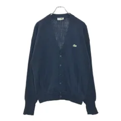 80年代 スペイン製 CHEMISE LACOSTE シュミーズ ラコステ アクリルニット カーディガン ネイビー(メンズ M)中古 古着 V5595