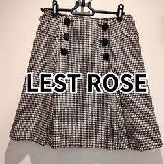 【LEST ROSE】Flared Skirt, A-line, Trapezoidal Skirt, Checkered Pattern, Houndstooth, Wool Blend, Made in Japan, Angora Blend, Gray, Equivalent to 2 Sizes, Women's Apparel