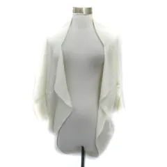 インディヴィ INDIVI ニットカーディガン ミドル丈 前開き ドルマンスリーブ 5 XS 小さいサイズ 白 ホワイト /SM22