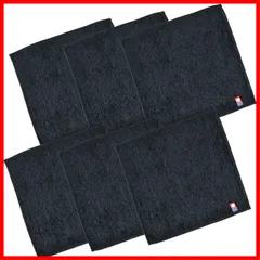 【人気商品】認定 ハンカチ 6枚セット with タオルハンカチ 今治タオル ハンドタオル 20×20cm 小さめ コンパクト ブルーム シンプル 綿100％ 日本製 (カーボンブラック)
