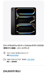 【未使用品】iPad Pro M4 13インチ 256GB Cellular 標準ガラス搭載 スペースブラック