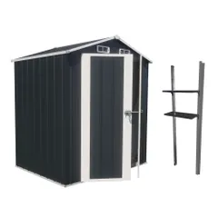 「数量限定セール」【可動棚付き】物置 屋外 スチール 倉庫 床材補強フレーム付き 戸外収納庫 幅173*奥行き107*高193 物置き おしゃれ 大型 収納庫 屋外物置 防さび ベランダ 防水 ドア スチール物置 屋外収納 組み立て式 床材なし