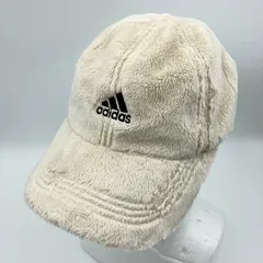 adidas アディダス ファー キャップ 帽子 53-56cm ロゴ ワンポイント 刺繍 アイボリー レディース SG382-14