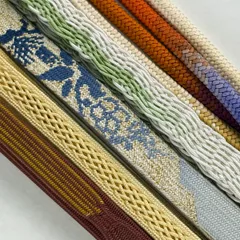 帯締め 優品 帯締め5本セット 紺色 正絹 和装小物  【中古】