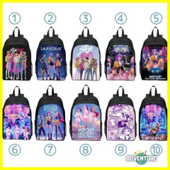 KPOPガールズ! デーモン・ハンターズ 子供リュックC ハントリックス大容量バックパック サジャボーイズ 軽量 キッズ女の子 ブラック黒 小学生 入学準備 アニメ 映画 demon hunters 韓国 Netflix KJ