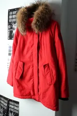 W(XL) ザノースフェイス ダウン アウター ジャケット マクマードシリーズ レッド 必須アイテム -15EC6