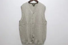 Eddie Bauer エディー・バウアー ニットベスト 前開き コットン100％ ベージュ系 Lサイズ メンズ 12-K106/1/060
