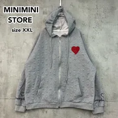MINIMINI STORE キルティング パーカー XXL グレー ハートワッペン ジップアップ フーディ レディース オーバーサイズ ブルゾン スウェット 韓国ファッション ビッグサイズ ゆったり 2YIGULI-024 ★ ◇■