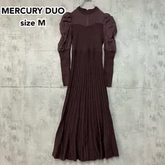 MERCURYDUO マーキュリーデュオ パワショルリブニットプリーツワンピース M ブラウン 品番002250301101-01 ロング丈 ボリュームスリーブ 再生繊維ポリエステル 中国製 MARK STYLER ★ ◇■