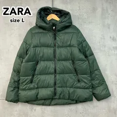 ZARA BASIC ザラ ベーシック PADDED PUFFER JACKET パディング ダウンジャケット アウター ブルゾン ショート丈 フーディ フード付 無地 グリーン 緑 L オーバーサイズ ビッグシルエット 軽量 ★ ◆■