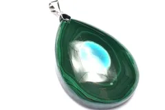 【1点物】シルバー925◇希少 クリソコラインマラカイト 37x27mm ドロップ ペンダントトップ パワーストーン 天然石 _PC7541