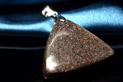 【1点物】シルバー925◇遊色効果 ブラックマトリックスオパール 26x32mm トライアングル ペンダントトップ パワーストーン 天然石 _PC7583