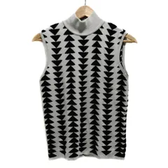 EMPORIOARMANI(エンポリオアルマーニ) ノースリーブセーター サイズ42 M レディース美品  ライトグレー×黒 ハイネック/ICON