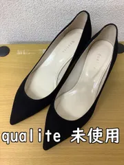 qualite カリテ スエードパンプス 黒 ヒールはターコイズブルー サイズ37
