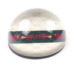 未使用品★GUCCI グッチ ガラス ホースビット シェリーライン インターロッキングG ペーパーウェイト クリア 箱付き イタリア製 レディースのサムネイル