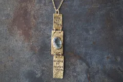 lingua latina  モスアクアマリンと真鍮のネックレス ◼pivo◼2444