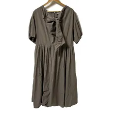 Rose Tiara(ローズティアラ) ワンピース サイズ42 L レディース美品  - カーキ 半袖/ロング/リボン/M-STYLELUXE