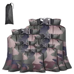 スタッフバッグ キャンプ 登山 6枚セット マリンスポーツ ダイビング 海水浴 ドライバッグ 釣り アウトドア 防水 旅行 防災 軽量 cocoriko コンパクト (迷彩柄)