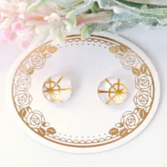 no.297　レジン　ゴールド　幾何学模様　丸型　ピアス　イヤリング