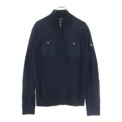 BURBERRY BLACK LABEL (バーバリー ブラックレーベル) ロゴエンブロイダリー ハイネック ジップアップ ニット セーター ブラック
