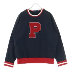 POLO RALPH LAUREN (ポロラルフローレン) パイルPロゴ クルーネック スウェットトレーナー ブラック/レッド 0200011568