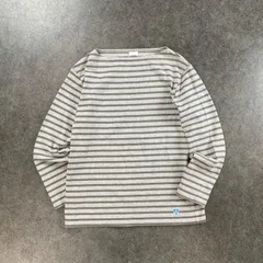 フランス製 France ORCIVAL Basque Shirt オーシバル 長袖 バスクシャツ カットソー ボーダー ロゴ刺繍 グレー E21 OR20/031