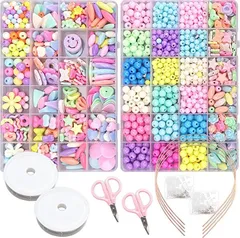 ＺＡＩＤＥＡ ZAIDEA ビーズ アクセサリー キット 工具セット 女の子 子供 大容量 ブレスレット カラフル 手作り (パステル)