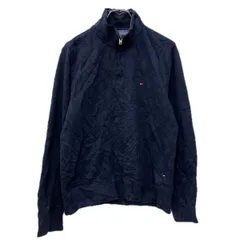 TOMMY HILFIGER ロゴスウェット トレーナー M ネイビー トミーヒルフィガー ハーフジップ 刺繍ワンポイント 無地スウェット 秋物 a712-5137