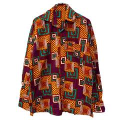 長袖 柄シャツ L～ パープル マルチカラー ボタン 胸ポケット 総柄シャツ 総柄 長袖シャツ カラフルシャツ カラフル 春物 a712-5138