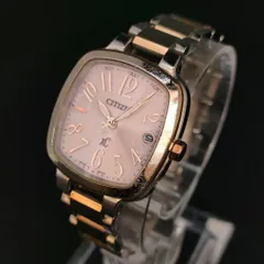 796-7　CITIZEN　シチズン　XC　クロスシー　ピンク　ゴールド　ソーラー　充電式　腕時計　レディース　lady's　女性　watch　ウォッチ　スクエア　square　ステンレス　stainless