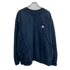 Carhartt ロゴスウェットトレーナー 2XL ネイビー カーハート プルオーバー ビッグサイズ 胸ポケット 裏起毛 トップス 秋冬物 a712-5157