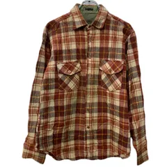 長袖 ネルシャツ M～ オレンジ マルチカラー ボタン 胸ポケット チェックシャツ チェック柄 カジュアルシャツ 秋物 a712-5162