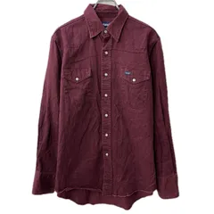 Wrangler 長袖 ウエスタンシャツ L～ ワインレッド ラングラー 無地 スナップボタン 胸ポケット トップス 春物 a712-5208
