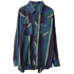 Wrangler 長袖 ウエスタンシャツ XL～ ブルー グリーン マルチカラー ラングラー ストライプ スナップボタン 胸ポケット 春物 a712-5209