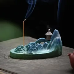 逆流香炉 香炉 お香 線香 山 ブルー 青 風水グッズ 縁起物 贈り物 プレゼント インテリア 玄関 オフィス 高級感 運 開運 商売繁盛 黄金 リラクゼーション 寝室