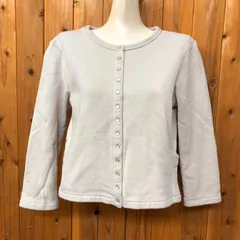 agnes b. PARIS アニエスベー レディース3 カーディガンプレッション  長袖 スウェットカーディガン 裏起毛 クルーネック スナップボタン シンプル カジュアル