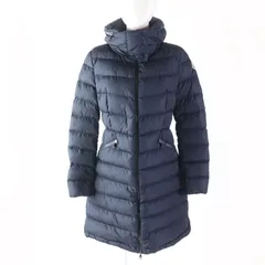美品★MONCLER モンクレール FLAMMETTE フラメッテ フード・ロゴワッペン付 ZIP UP ダウンコート ネイビー 紺 1 正規品 レディース