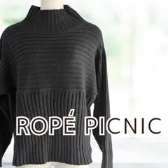 USED ROPE' PICNIC クロップドリブ切り替えニット ブラック サイズ38 長袖 レディース ロペピクニック