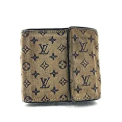 LOUIS VUITTON ルイヴィトン　モノグラムミニ　ベージュ系　ポルトモネ　ビエ　カルトクレディ　三つ折り財布　キャンバス×レザー  内側ネイビー　ゴールド金具　フランス製　刻印あり　2004年製　ラグジュアリー　高級　ハイブランド
