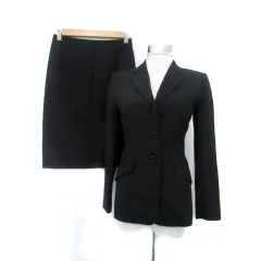コムサイズム COMME CA ISM スーツ セットアップ 上下 テーラードジャケット シングル ミドル丈 タイトスカート ミモレ丈 XS 黒 ブラック /HO25