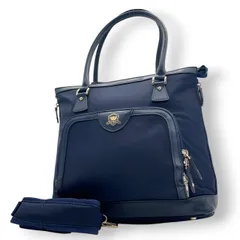 【美品】Kinloch Anderson 2WAY トートバッグ ショルダーバッグ ワンショルダー 自立可 A4収納可 ナイロン レザー ネイビー レディース ビジネス 通勤 通学 スコットランドブランド 人気モデル クリーニング済み u3