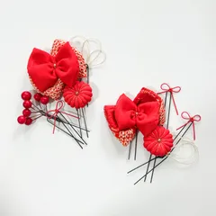 〔515〕七五三髪飾り　ヘッドドレス　七五三　卒業式　成人式　振袖　赤髪飾り