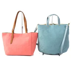 未使用品△russet ラシット 刺し子トートバッグ モノグラム柄 2WAY ハンドバッグ ショルダーバッグ 2点セット ピンク系 ブルー系 保存袋付き レディース