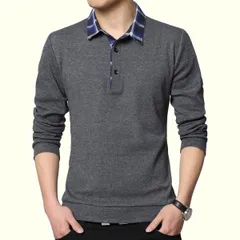 カラー ポロシャツ 長袖 襟付き チェック カジュアル スポーツ ゴルフ 大人 [ガナタ] お洒落 トップス メンズ